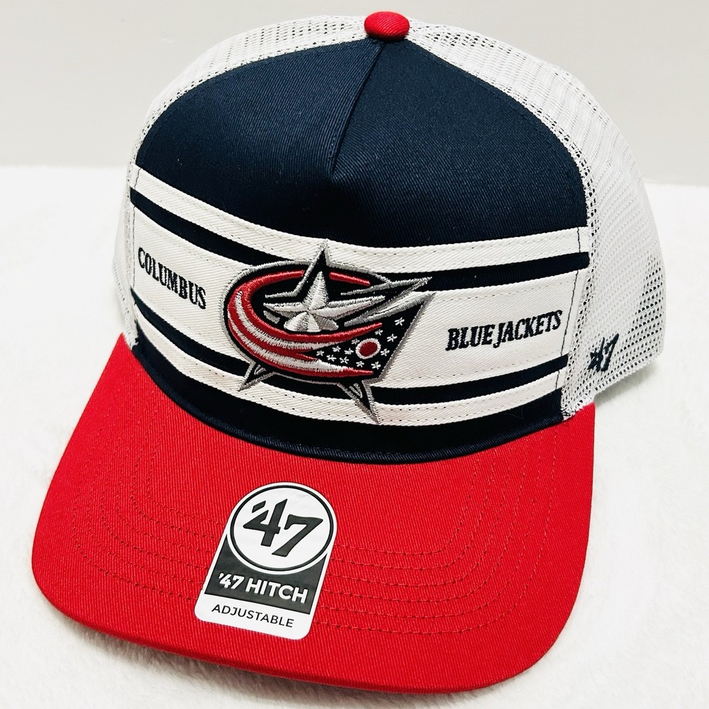 '47 Brand Columbus Blue Jackets Arena Stripe A-Frame Hitch Hat Cap Adjustable